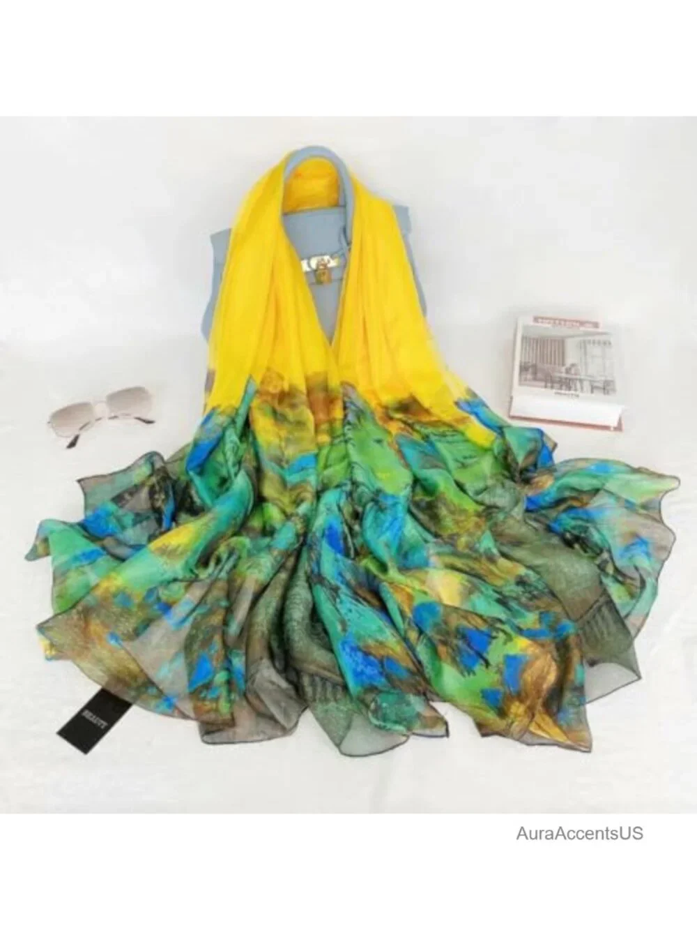 Large Silk Feeling Scarf Fashion Shawl Wrap Sun Protection